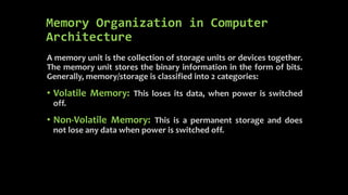 Memory organization in computer architecture | PPT