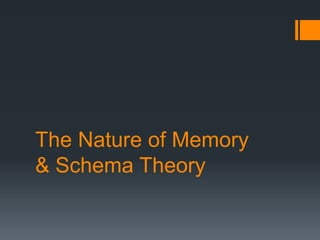 The Nature of Memory
& Schema Theory
 