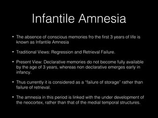 Amnesia Infatil Neurobiology of Memory | PPT