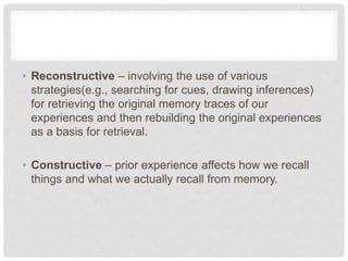 Memory processes | PPTX