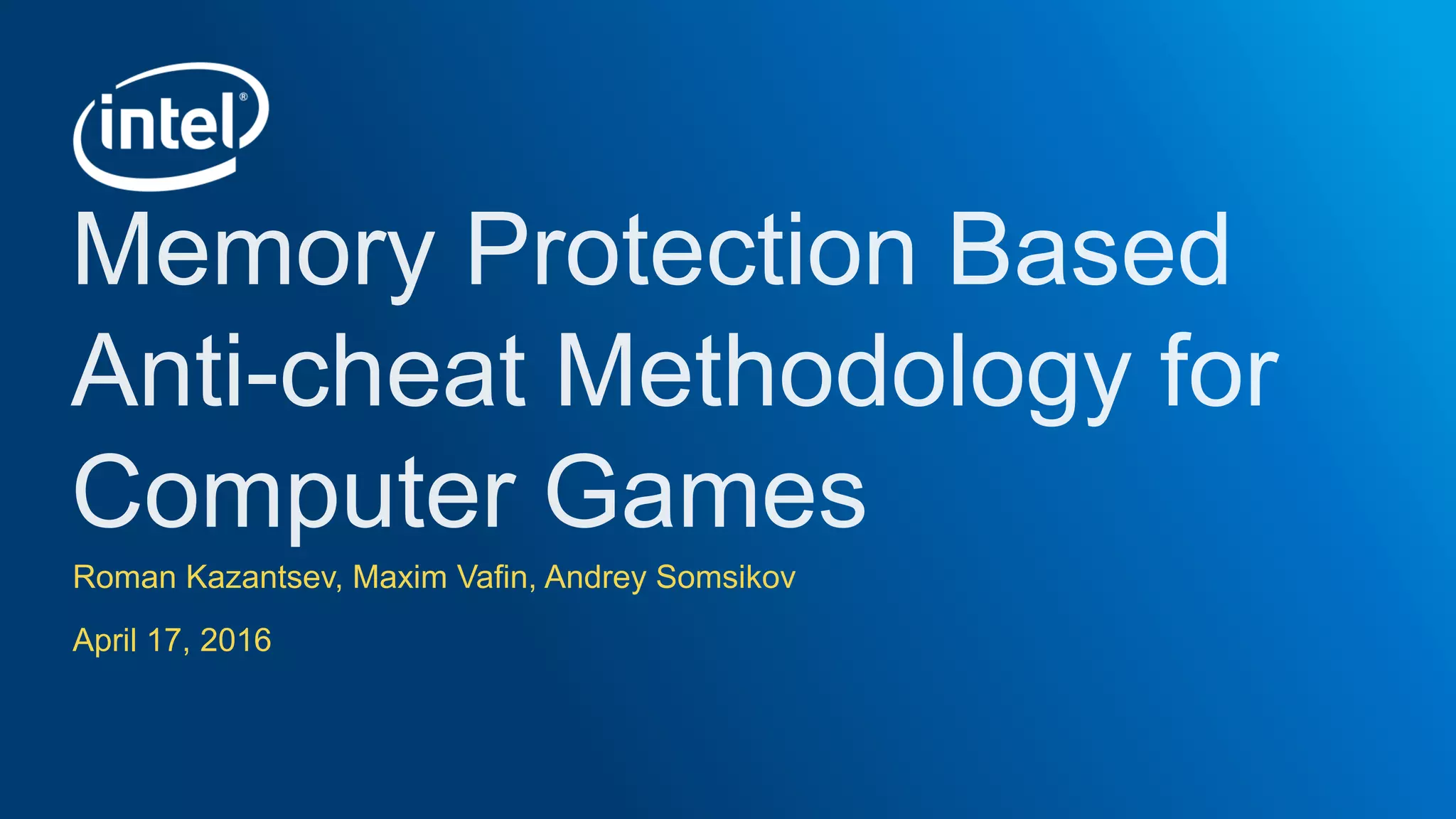 Roman Kazantsev, Maxim Vafin, Andrey Somsikov
April 17, 2016
 
