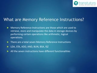 Memory Reference Instructions | Computer Science | PPT