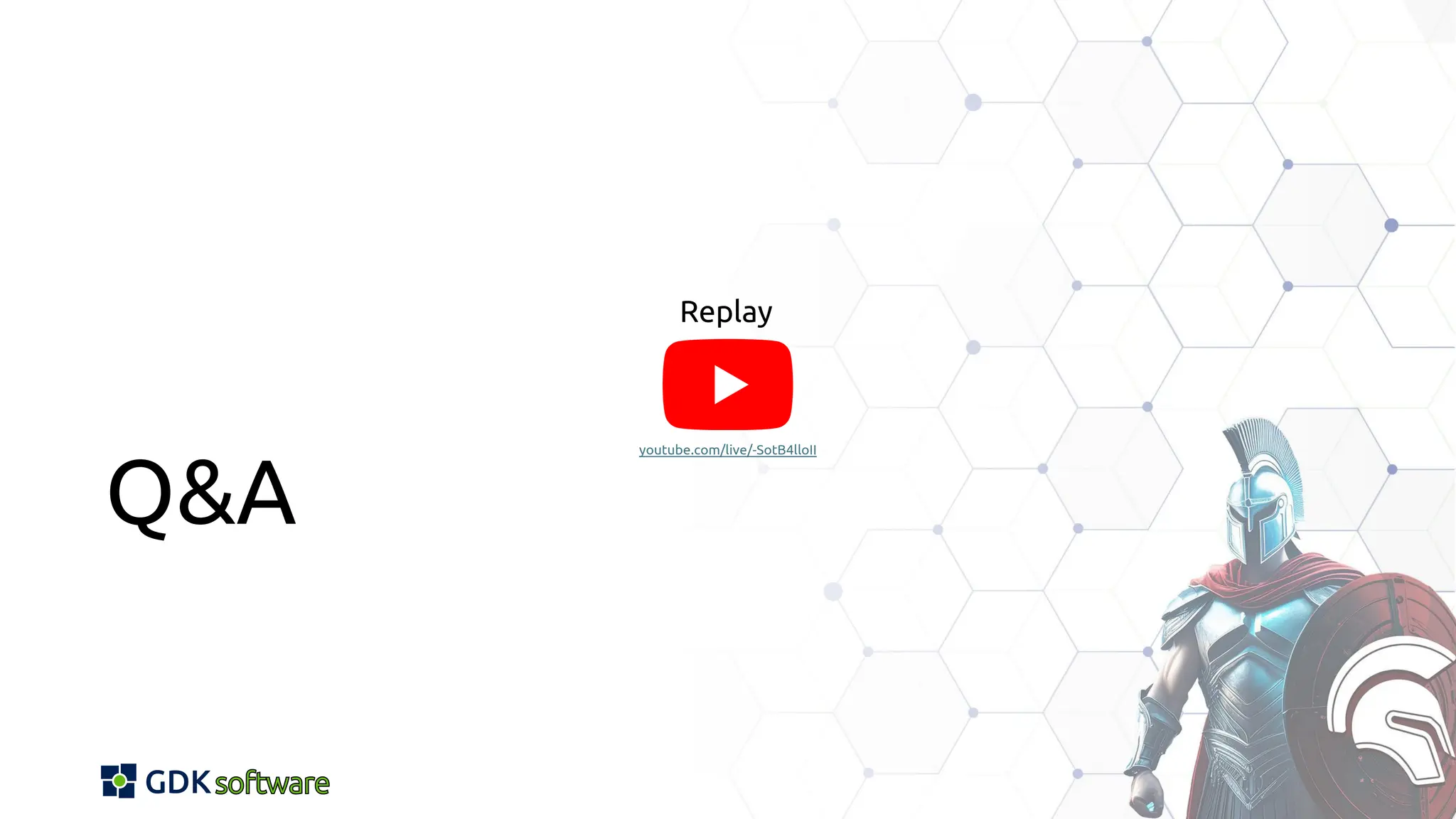 Q&A
youtube.com/live/-SotB4lloII
youtube.com/live/-SotB4lloII
Replay
The YouTube logo is made of a red round-rectangular box with a white triangular "play" button inside and the word "YouTube" written in black.
 