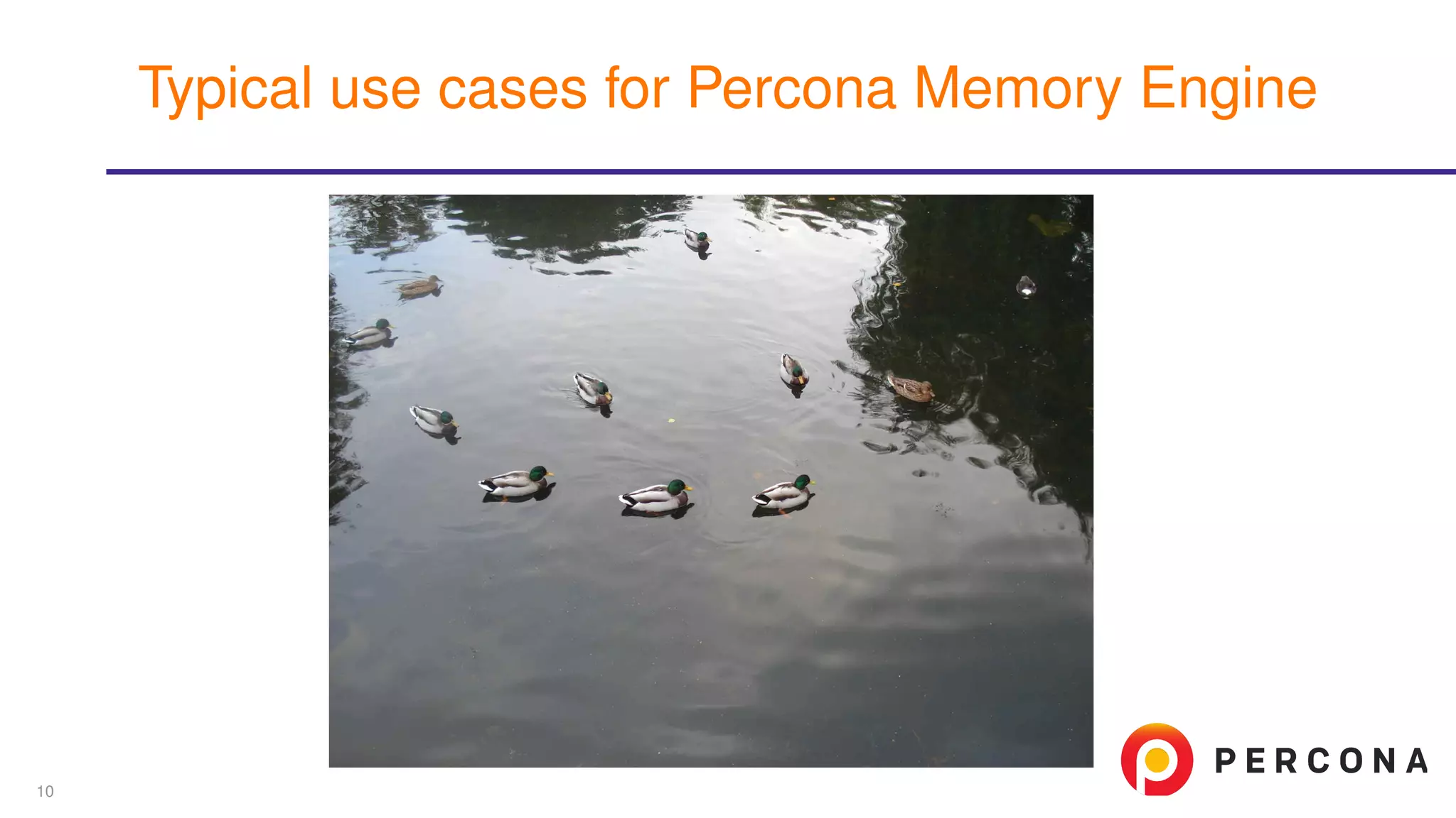 Typical use cases for Percona Memory Engine
10
 