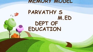 MEMORY MODEL
PARVATHY S
M.ED
DEPT OF
EDUCATION
 