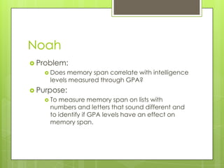 Memory Span Presentation | PPTX