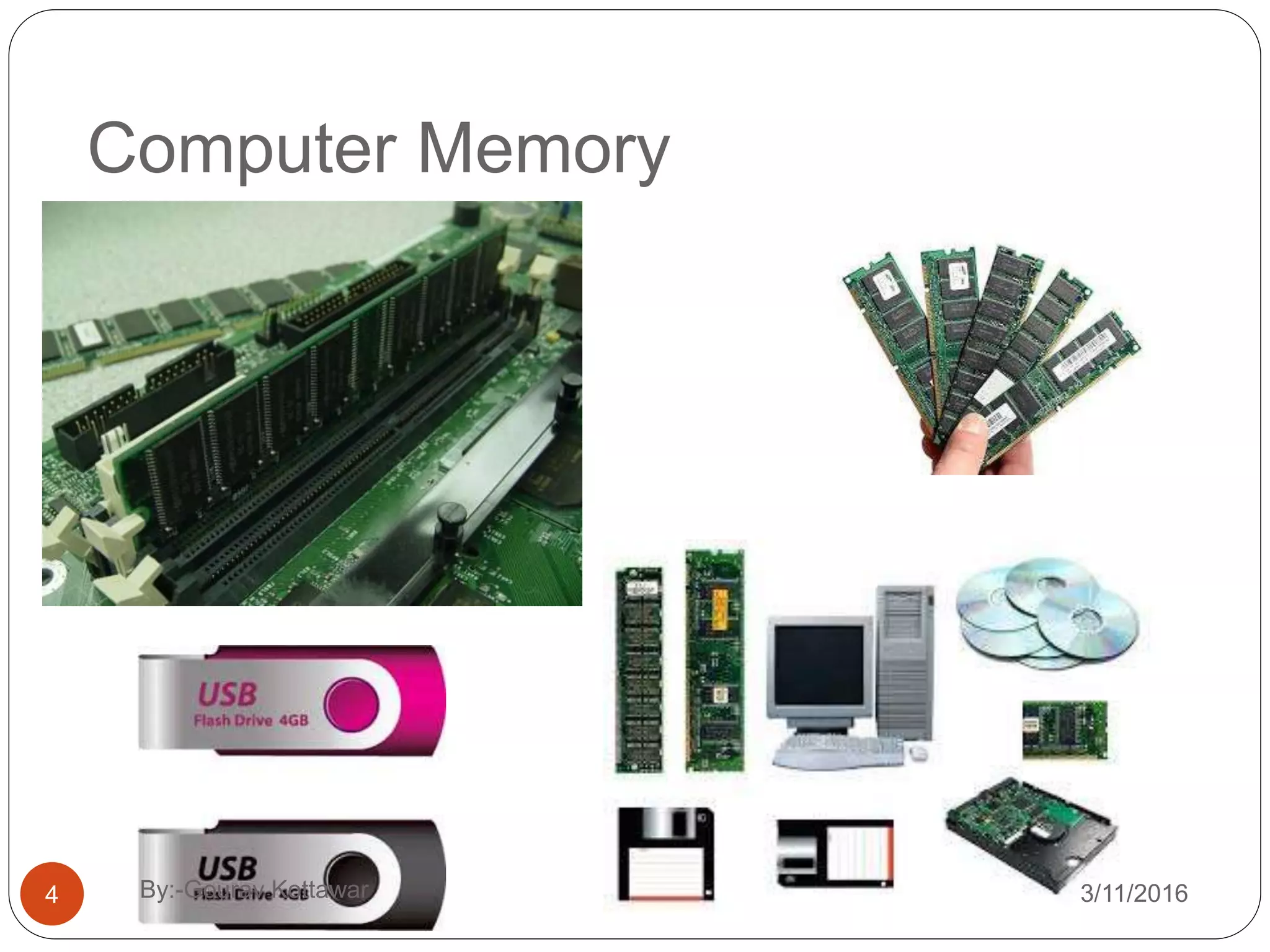 Computer Memory
4 3/11/2016By:-Gourav Kottawar
 