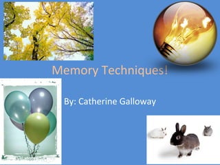 Memory Techniques!
By: Catherine Galloway
 