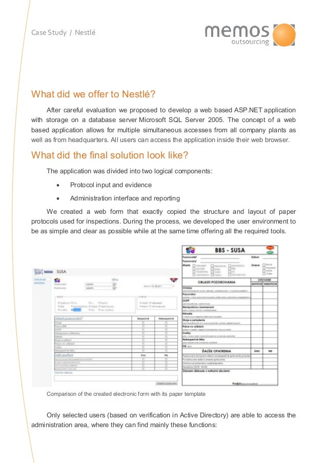 memos case study nestle nestle application form
