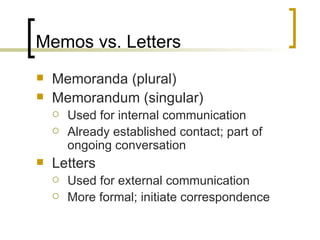 Memos, Letters and Email Correspondence | PPT