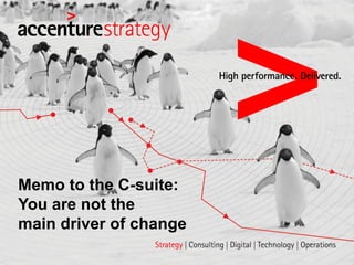 Memo to the C-suite:
You are not the
main driver of change
 