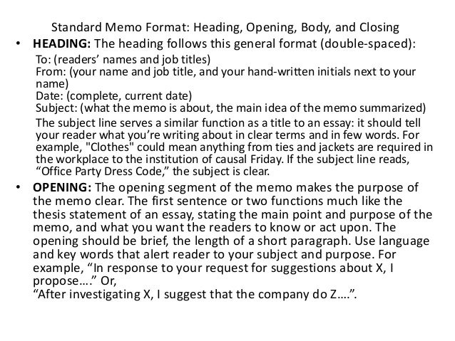 memo standard format