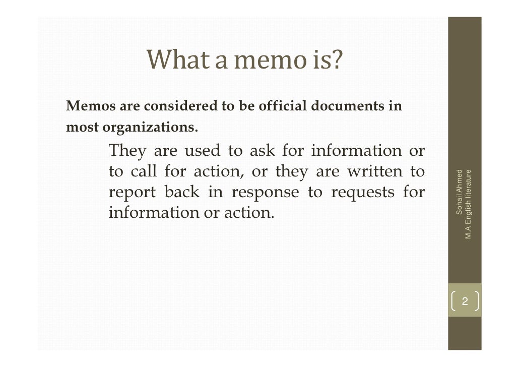 what is the format for a memo