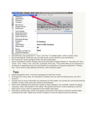 Memo writing notes | DOCX