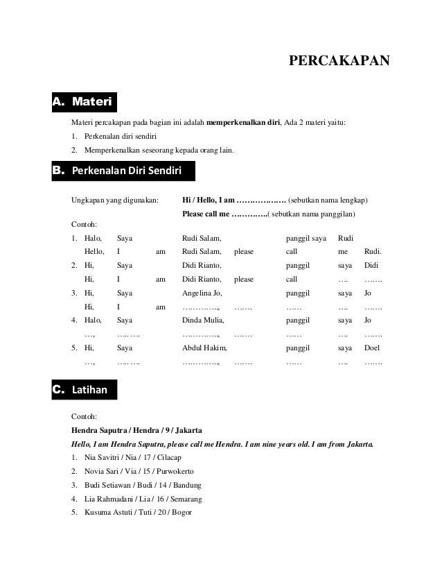 Memperkenalkan Diri Memperkenalkan Diri
