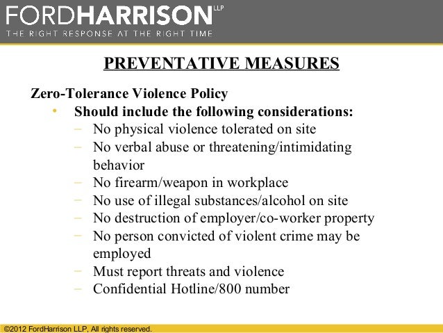 How To Prevent Prepare And Respond To Workplace Violence Zero Tolerance Policy In The Workplace Template