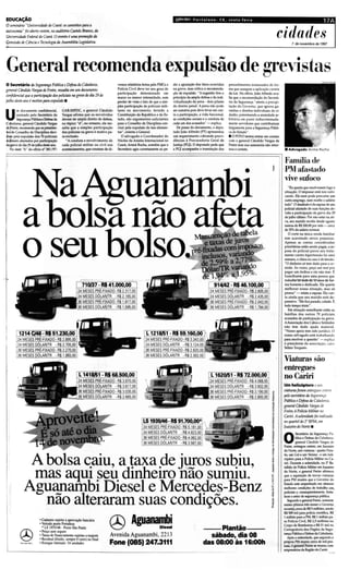 EDUCAçAO                                                                                                                 (JPOVO Fo rtalez a - CE . s e xt a- f e u a                                                                  17A
o seminário "Unromidade do Clara: os caminhos para               Q

autonomiJl" foi abmoontem, no auditório Oastelo Branco, dJl
Univtrsidluk Ftdmll do Ceará. O erozto, uma promoçilo do
Cmnissdo de Cibtcia e Tecnologia do Assembléia Legislativa.
                                                                                                                                                                                                  cidades    7 de novembro de 1997




,Ç~lleral recomenda expulsão de gç~~.!~: :; :. :                                                                                                                                                                                                 •
o Secretário do s,gurança Públi", e Defrsa do Cidadania.                         versos relatórios feitos pela PMCe e   dir a apuraçlo dos falos ocorridos     procedimentos instaurados de for-
general O ndido Vargas de Freire, ressalta em um documento                       Policia Civil deve ter seu grau de     na greve, mas critica a recomenda-     ma que assegure a aplicação correta
                                                                                 participação de terminad o em          ção de expulsão. " A sugestão fereo    da Lei. No ofício, João Alfredo eve-
ronjidencial que aparticipaçào dos palicia~ na greve dodia 29 de                 maior ou menor intensidade. sem        principio da ampla defesa e da indi-   lia que a recomendação do Secreta-
julho deste ano é motivo paTa expulsão.                                          perder de vista o fato de que a sim-   vidualização da pena - dois pilares    rio da Segurança "atesta a predpt-
                                                                                 ples participação de polidais mili-    do direi to pt"Ial. A pena não pode   ta ção do Governo. que ignora ga-
                                          GAB.SSPOC, o general Cindido                                                  ser sumária pois deve levar em con-

U
        m documento confidencial,                                                lares no mcvtment c: ferindo a                                                rantias e direitos individuais do cí-
        assinado pelo Secretário da       Vargas afirma que os envolvidos        Constituiçl o da R~ública e do Es-     la a participação. a vida funcional.   dad âo, palenteando a ansiedade ar-
•       Sogum.,. Púb"" . lJefe;" do       d evem ter amplo direit o de defesa.   lado. são arg umenlos suficientes      as condições sociaise a conduta de     bitrár ia em punir indi scriminada -
Q(ladania, general Cândido Vargas         no tópico "d", no entanto. ele res-    para o Conselho de Disciplina con-     cada um dos acusados" - explica.       mente servidores que contribuíram
 de~. recoalenlia que os presidm-         salta que a simpl es par ticip ação    c1uir pela expulsão de tais elemen-       De posse do documento, o depu-      largamente para a Segurança Públi-
 4e!de Conselho de Disciplinadedo         dos policiais na greve é motivo pa·    tos", orienta o General.               lado João Alfredo (PT) ap resentou     ca do Estado".
 4ain pela expulsão dos 70 polid.is       ra exclusão.                             O advogad o e Coordenador do         um requerimento cobrando provi-        • O POVO tentou entrar em contato
 ~tares afastados por participação           "A conduta e envo lviment o de      Núcleo da Anistia lntemad onal no      dências à Procuradoria Geral de        com o general Cândido Vargas de
~ grevedo dia29 de julho deste ano.       cada policial militar ou civil nos     Ceará. Arimá Rocha. acredita que o     Justiça (PCJ). O deputad o pede que    Freire mas sua assessoria não retor-
I; No item "b" do c ãcíc nO381/97·        acontecimentos.que constam de di-      Secretéríc agiu corretamente ao pe-    a pcJ acompanhe a tramitação dos       nou o contato.                          • Advogado Arimá Rocha
•

                                                                                                                                                                                                        Família de
                                                                                                                                                                          •                             PMafastado
                                                                                                                                                                                                        vive sufoco
                                                                                                                                                                                                          "Eu queriaque resolvessem logo a
                                                                                                                                                                                                       situação. O impasse está n09sufo-
                                                                                                                                                                                                       cando. Ele nem pode procurar um
                                                                                                         -
                                                                                                         J b"'
                                                                                                                                                                                                       outroemprego. nem recebe o salário
                                                                                                                                                                                                       todo". O desabafo é Ih esposa de um
                                                                                                                                                                                                       polici.al afastadode suas funções de-



              a                                                                                                                    ManutellÇao de taôela
                                                                                                                                                                                                       vido a participação da greve dia 29
                                                                                                                                                                                                       de julho último. Por nào estar na ab-
                                                                                                                                                                                                       va, seu marido recebe desde agosto
                                                                                                                                                                                                       menos de RS200,lXI por mês- cerca
                                                                                                                                                                                                       de35%do salário normal.
                                                                                                                                                                                                          O corte na única renda familiai
                                                                                                                                                                                                       tem acarretado sérios prejulzos.



              oseu                                                                                                                _ '"!!I!e taXaS de Jc}iJrosnpc~~
                                                                                                                                   ré-fixadas com .__
                                                                                                                                      inclusos. vaIl<1UU v.
                                                                                                                                 '- de 2,59% a 2.77c:JO.
                                                                                                                                                             -~~
                                                                                                                                                                                                       Apenas as contas consideradas
                                                                                                                                                                                                       prioritárias estão sendo pagas. a es-'
                                                                                                                                                                                                       posa do policial parou seu trata: '
                                                                                                                                                                                                       mente contra hipertensão há uma: '
                                                                                                                                                                                                       semana. o clima na casa é de tensão.
                                                                                                                                                                                                       "O dinheiro só tem dado para a co-
                                                                                                                                           DólarrrR varlaJido                                          mida. Às vezes. peço um real pra
                                                                                                                                                                                                       pegar um ônibus e ele não tem. t
                                                                                                                                            de'. , .,o/«' a 1,9 %.                                     humilhante para uma pessoa que
                                                      ......"'., .....                ,   .... , .
                                                                                             ,                                                                                                         trabalha' hA rnab-de 10 anos de f0r-
                                                        710/37·           41.000,00                                                                 914142 .           46.100,00                       ma honesta e dedicada. Ele queria
                                                                                                                                                                                                       melhorar nossa situação. mas só
                                                     24 MESES PRÉ XADO· R
                                                                 .fI       S2.31 00
                                                                                 7                                                                24 MESES PRÉ·FIXADO· RS 2605 00                      piorou" - relata a esposa. Elacon-
                                                     24 MESES DÓLAR/TR -RS 2.165.00                                                               24 MESES DÓLAR/TR • RS 2.435.00                      la ainda que seu mar ido está de-
                                                     36 MESES PRÉ·FIXADO -RS 1.817 00                                                             36 MESES PRÉ·FIXADO· RS 2.043 00                     pressivo. " Ele ficaparado. calado. t .
                                                     36 MESESDÓLAR/TR •RS 1.595.00                                                                                                                     todo tempo triste",
                                                                                                                                                  36 MES DÓLAR/TR • RH794 00
                                                                                                                                                        ES
                                                                                                                                                                                                          Em situação semelhante estão as
                                                                                                                                                                                                       famílias dos outros 70 policiais
                                                                                                                                                                                                       acusados de participação na greve.
                                                                                                                                                                                                       AAssodação dos Cabos e Soldados
                                                                                                                                                                                                       não tem dad o ajuda material.
                                                                                                                                                                                                       " Nosso apoio tem sido jurídico. O
            1214 C/48.             51.230,00                                                          L1218151 •            59.160,00                                                                  nosso advogado está trabalhand o
            24 MESESPRÉ·FIXADO · R S2.895 00                                                          24 MESES PRÉ·FIXADO· RS 3.343 00                                                                 para resolver a questão" - explica
            24 MESES DÓLAR/TR • RS 2.705.00                                                           24MESESDÓLAR/TR •RS 3.124.00                                                                     o presidente da associação. cabo ;
                                                                                                                                                                                                       Selmo Torquato.                      .1
            36 MESES PRÉ.fIXADO · RS2.270 00                                                          36 MESES PRÉ·FIXADO· RS 2 620.00 •
            36 MESES DÓLAR/TR • R  S1.993 00                                                          36 MESESDÓLAR/TR • RS 2.302.00
                                                                                                                                                                                                       Viaturas são                             •
                                                                                                                                                                                                                                                1
                                                                                                                                                                                                                                                 P
                                                                                                                                                                                                       entregues                                 ,
                                                                                                                                                                                                                                                .,
                                                     L1418151 •              68.500.00                                                            L1620151 • R 72.000,00                               no Cariri                                )

                                                     24 MESESPRÉ·FIXADO· R S3.87000                                                              24 MESESPR É·FIXADO · RS4.068 00                                                               "
                                                     24 MESES DÓLAR/TR • R S3.617.00                                                             24 MESES DÓLAR/TR • RS 3.802.00                       Um helicóptero r seis                    n
                                                                                                                                                                                                                                                )
                                                     36 MESES PR ·FIXADO· RS 3.03500
                                                                É                                                                                36 MESESP RÉ-FIXADO· R S3.190 00             ,        viaturasforam entrrgut'S ontem
                                                                                                                                                                                                                                            •
                                                     36 MESES DÓLAR/TR • RS 2.665.00                                                             36 MESESDÓLAR/TR • RS 2.800.00               j        pelo staetdrio do s,gurança
                                                                                                                                                                                                       Públial e Defesa do Cidadania. ,I
                                                                                                                                                                                                                                            ~

 1
 'I l
        !
                                                                                                                                                                                              J
                                                                                                                                                                                              I
                                                                                                                                                                                                       general Olndido Va~as de
                                                                                                                                                                                                       Freire, Q Polícia Militar 110
                                                                                                                                                                                                                                            1
 li 1                                                                                                                                                                                                                                       ,

 II                                                                                                                                                                                           •        Cariri. A solenidade foi realizJ:Jda ·1
 'I1
 ·
 ·
 j
  •
                                                                                                     LS 1935146· R 91.700.00'
                                                                                                     24 MESES PRÉ·FIXADO · RS 5.18100
                                                                                                     24 MESESDÓLAR/TR • RS 4.823.00
                                                                                                                                                                                             i         " 0 quartel do l' BPM, em
                                                                                                                                                                                                       !llaZt'iro do Norte .                P
                                                                                                                                                                                                                                             I;


                                                                                                                                                                                                                                            .,

 ;1
    1                                                                                                36 MESESPRÉ ·FIXADO· R
                                                                                                     36 MESESDÓLAR/TR • R
                                                                                                                            S4.062 00
                                                                                                                            S3.567.00                                                        1O
                                                                                                                                                                                             •
                                                                                                                                                                                                                 S<aetário da Sogum.,. Pú-"
                                                                                                                                                                                                                 blica e Defesa da Cidadania. ~
                                                                                                                                                                                                                 general Cândido Vargas de I
                                                                                                                                                                                                       Freire. entregou ontem,. em Juazeiro
                                                                                                                                                                                              t        do Norte. seis viaturas· quatroPara-
                                                                                                                                                                                                       tis. um Gol e um Verona • e um heli- .

                A bolsa caiu, a taxa de juros subiu,
                                                                                                                                                                                              •        c6ptero para a Pollcia Militar no c:a. I
                                                                                                                                                                                              !
                                                                                                                                                                                              •        riri. Durante a solenidade. no 'Z' &-

                                                                                                                                                                                              i        ta!h,J,o de Polícia Militar em Juazeiro '


    ·.
                mas aqui seu dinherro nao SUlTIlU.                                                                                                                                            ~
                                                                                                                                                                                              ~
                                                                                                                                                                                                       do Norte. o general Freire afirmou
                                                                                                                                                                                                       que a aquisição de novas viaturas
                                                                                                                                                                                                       para PM mostra que o Governo do

    ~
    li
               Aguanambi Diesel e Mercedes-Benz •·                                                                                                                                            ;

                                                                                                                                                                                              ~
                                                                                                                                                                                                       Estado estIi empenhado em ofem:er
                                                                                                                                                                                                       melhon!s condições de trabalho sos..
                                                                                                                                                                                                       po1iciais e, conseqüentemente. forta.' .
    :::
    ,"
    <:
    '.
    ::.
    :.:
    '
                  não alteraram suas condições.      1
                                                                                                                                                                                                       lecer o setor de segurança publica. :
                                                                                                                                                                                                          Segundoo general Freire.somente
                                                                                                                                                                                                       nestes yltimos três meseso Governo 1
                                                                                                                                                                                                       investiu cerca de R$5milhões,sendo:
    '.
    "
    '.                                                                                                                                                                                                 R$ 500 ~I para policia científica, RS ,)
    ::
    -.                                                                                                                                                                                                                                       pa-.':
    '.                  O

                        oV
                            Cadastro sujeito a aprovação bancária
                           eículo posto Fortaleza                                           Aguanambi                                                                                                  1 milhão para a PM. RS 1 milhão
                                                                                                                                                                                                       ra Policia Civil. R$ 2,5 milhões no .
                                                                                                                                                                                                       Corpo de Bombeiros e R$ 51 mil na
                                                                                                              DI....                         --Plantão--
                                                                                                                                                                                                                                                 Ó


                          -is 1935/46 · Posto São Paulo                                                                                                                                                Corregedoria dos Órg.los da Segu- .
                        • Preço sem seguro                                                                                                                                                             rança Pública e Defesa da Gdadania.
                        • Taxas de financiamentosujeitas .I reajuste       Avenida Aguanambi, 2213                                             sábado, dia 08
             --         • Residual dilufdo. sempre O(u ro) no final
                        • Estoque limitado: 54 unidades                    Fone (085) 247.3111                                               das 08:00 às 16:ooh
                                                                                                                                                                                                          Após. a solenidade. que segundo a
                                                                                                                                                                                                       própria PM n:u.niu cera de mil peso
                                                                                                                                                                                                       soas.~ó general Freire SE' reuniu com
                                                                                                                                                                                                       empresáriosda ~o do Cariri.       _            _   o
 