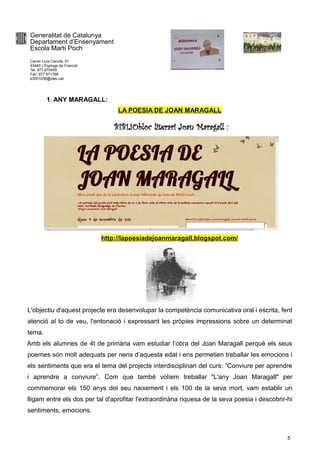 Generalitat de Catalunya
 Departament d’Ensenyament
 Escola Martí Poch
 Carrer Lluís Carulla, 61
 43440 L’Espluga de Franc...