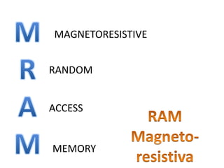 MAGNETORESISTIVE
RANDOM
ACCESS
MEMORY
 