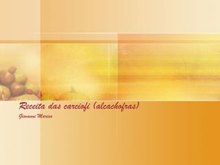 São muitas as comidas típicas dos judeus. Há grande
variação no modo de seu preparo das mesmas, dependendo
da região de onde proveem.
Para os judeus de origem askenazi, principalmente europeia,
o peixe recheado, chamado Gefilte fish, não pode faltar em
ocasiões especiais e datas religiosas.
A preferida da família do meu marido era essa:
Um peixe de água doce, tipo carpa, traíra ou dourado. Estes
peixes devem pesar por volta de 800 gramas a 1 quilo. Os
peixes maiores não são tão saborosos.
Ao limpar o peixe, não se deve cortá-lo. As tripas são tiradas
através da abertura perto das guelras. Depois de bem limpo,
existem duas maneiras de continuar preparando o peixe: uma
delas, é deixar o peixe como está, recheando a parte oca. A
outra, é tirar a carne com muito cuidado para não furar a
pele. Costumo usar a carpa inteira e misturar outra carpa com
a traíra para fazer o recheio.
 
