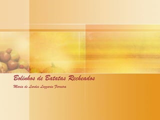 O preparo era assim: primeiro, ela dissolvia o fermento no leite
morno. Depois, juntava todos os ingredientes e amassava a
mistura até soltar das mãos. Às vezes era necessário juntar mais
farinha para dar o ponto.
Em seguida, ela deixava a massa descansar por uma hora ou até
que dobrasse de volume. Sempre coberta com um pano.
Enquanto isso, o recheio ia sendo preparado com 6 batatas
médias cruas, cortadas em fatias, 3 ou 4 cebolas médias também
em rodelas, umas 100 gramas de bacon picado, 2 gomos de
linguiça calabresa e 2 paios, cortados em fatias. Tudo era
misturado em uma bacia e temperado com sal a gosto, azeite e
coloráu espanhóis, alecrim, orégano, manjerona, salsa e
cebolinha verde picada, pimenta dedo de moça.
Quando estava no ponto, ela abria a massa com o rolo na
espessura de um dedo. Depois, forrava uma assadeira retangular
com a metade da massa, deixada com uma rebarba bem grande,
que passava da altura da assadeira, para que o farto recheio
ficasse bem acomodado, não saindo fora dela.
 