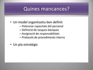 Quina biblioteca?Una biblioteca en un local provisionalAmb pocs recursosAmb molts usuarisQue ha ofert serveis per sobre de les seves possibilitatsQue ha programat activitatsOblidada pels polítics en l’últim mandat