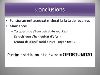 Els estudis i la feinaAvantatges:Dispensa del pràcticumPossibilitat de posar en pràctica el que s’aprènInconvenients:Idees preconcebudesInversió de temps i esforç personalResultats:Biblioteca 2.0