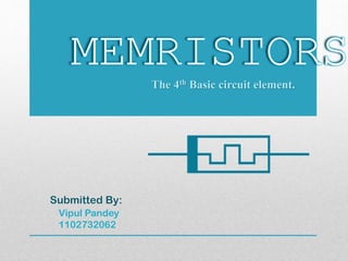 MEMRISTORS
Submitted By:
Vipul Pandey
1102732062
The 4th Basic circuit element.
 