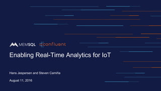 Hans Jespersen and Steven Camiña
August 11, 2016
Enabling Real-Time Analytics for IoT
 