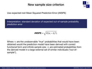 Sample Size For Binary Logistic Prediction Models Beyond Events Per