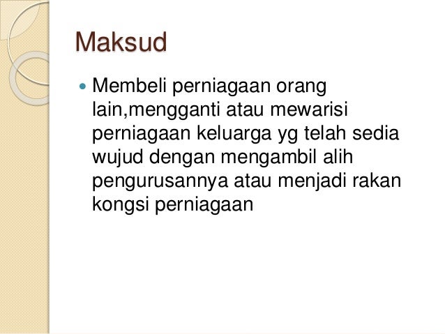 Memulakan Perniagaan Ambil Alih Perniagaan Sedia Ada