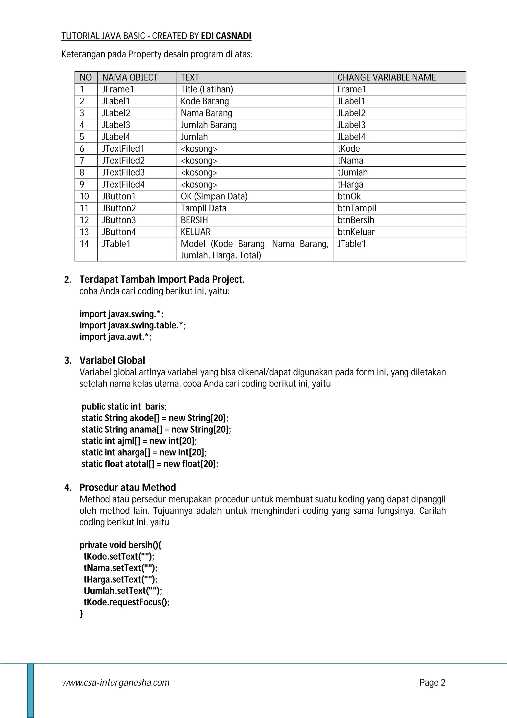 Tampil data di tabel dg Java & netbeans | PDF