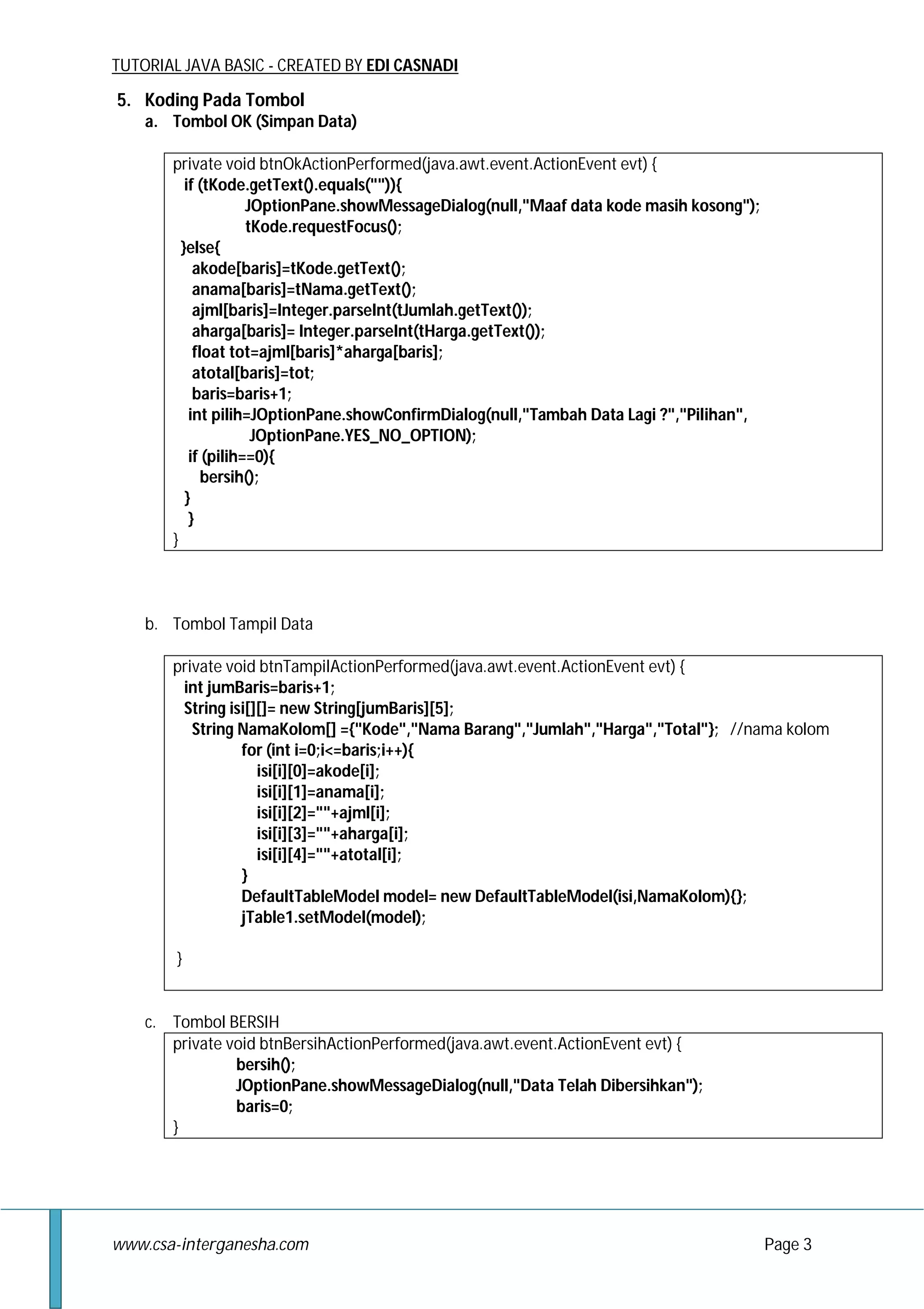 Tampil data di tabel dg Java & netbeans | PDF
