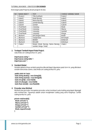 Tampil data di tabel dg Java & netbeans | PDF