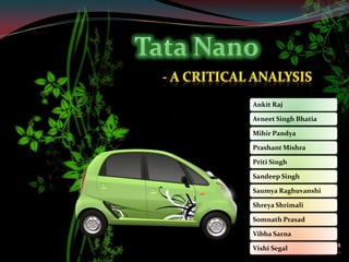 Tata Nano - A Critical Analysis 