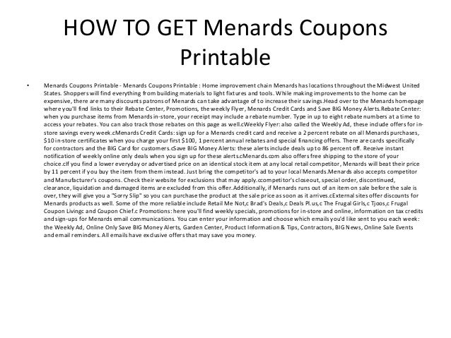 Menards Coupons Printable - Menards Coupons Printable