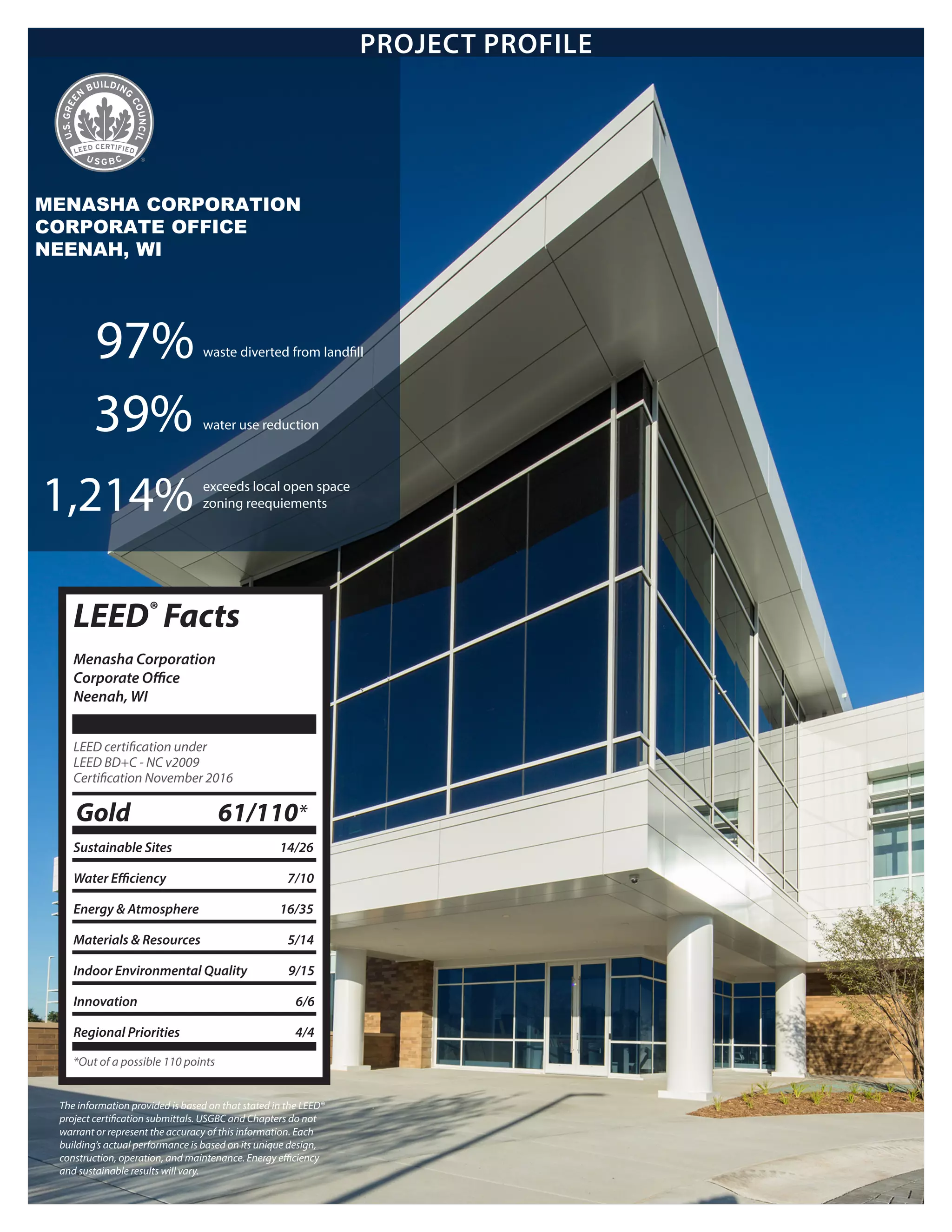 Menasha Corporation Corporate Office LEED Project Profile Miron
