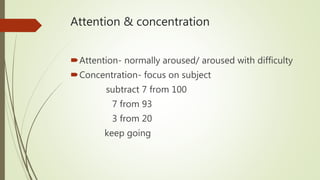 Focus Test Mental status examination | PPTX