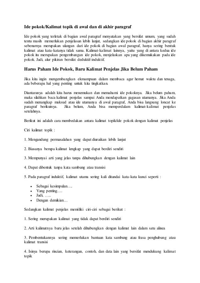 Contoh Soal Menemukan Ide Pokok