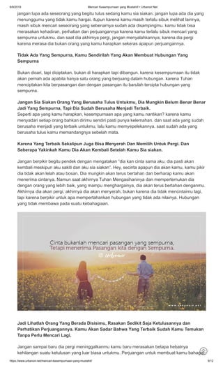 Mencari kesempurnaan yang mustahil - urbanoir.net