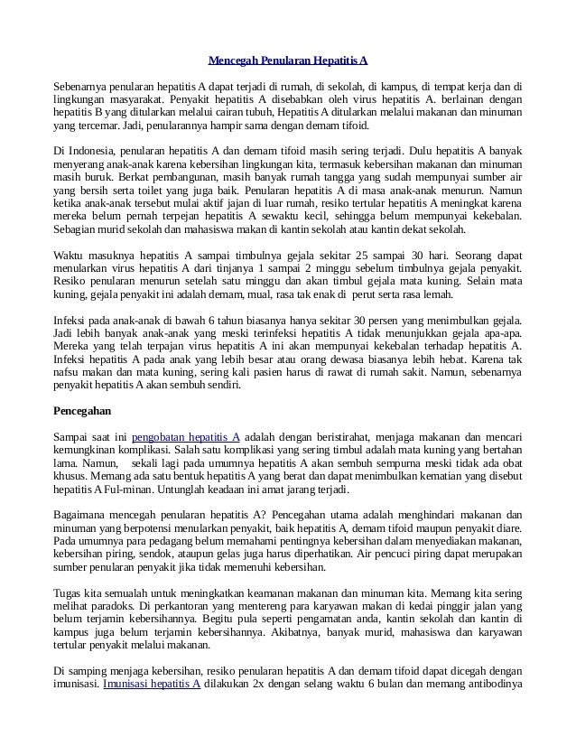 Mencegah Penularan Hepatitis A