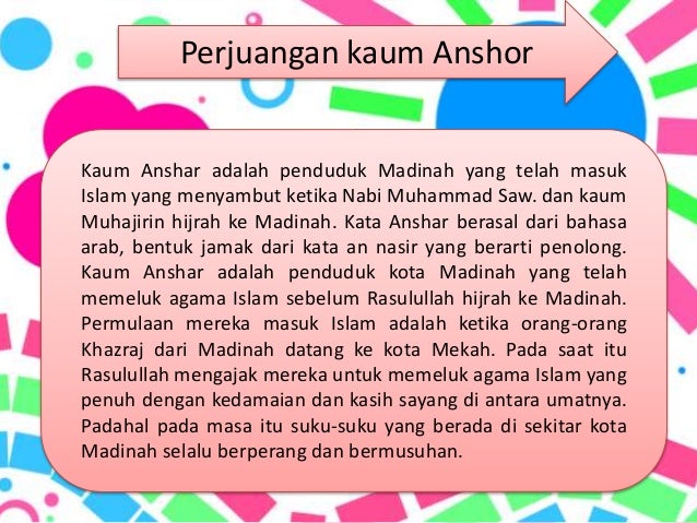 Menceritakan Tentang Perjuangan Kaum Muhajirin Dan Anshor