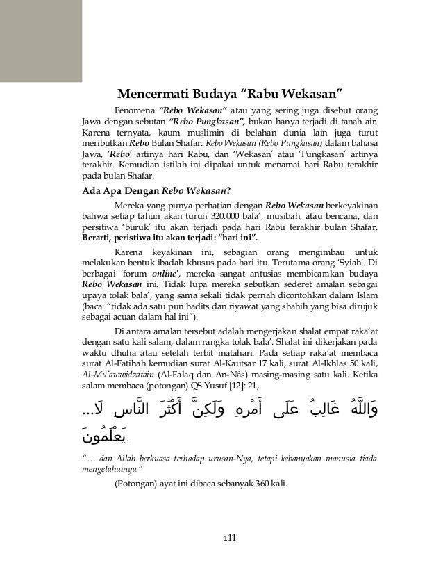Mencermati Budaya Rabu Wekasan