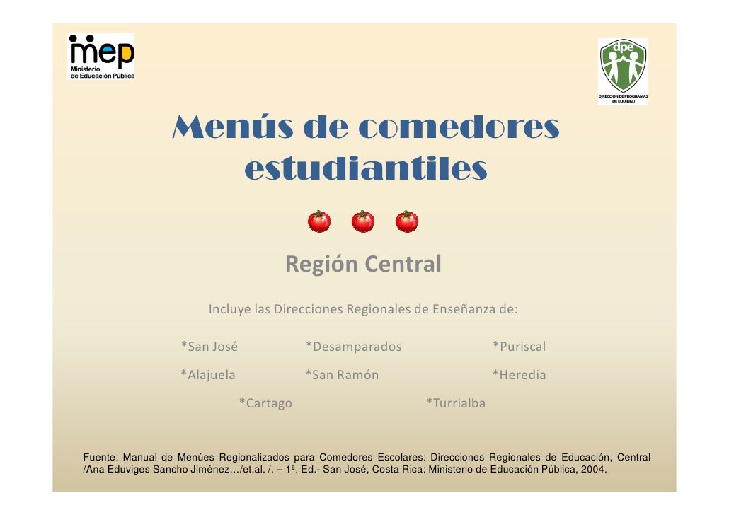 Menú de comedores estudiantiles Menú de comedores estudiantiles