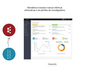 Mendeley incorpora nuevas métricas
alternativas a los perfiles de investigadores
Newsflo
 