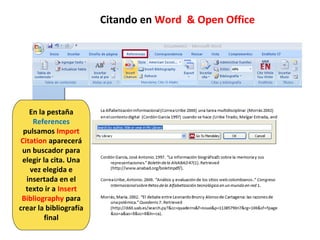 5. Sitios compatibles con Mendeley
Importa referencias directamente
de estos productos
 