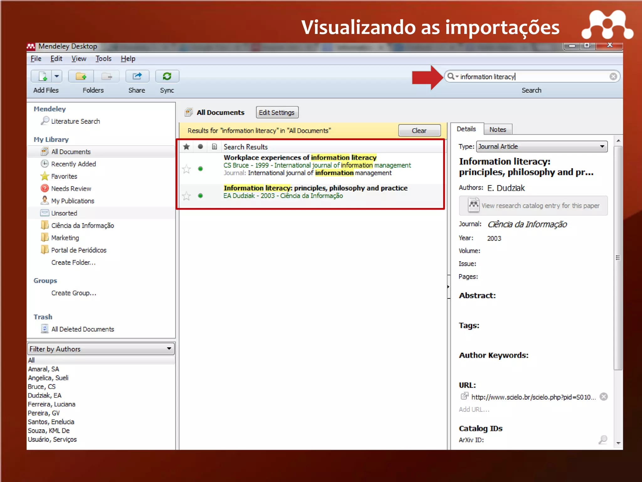 Visualizando as importações

 