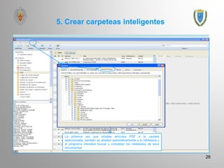 5. Crear carpeteas inteligentes
26
La próxima vez que añadas artículos PDF a la carpeta
seleccionada, también se añaden automáticamente a tu biblioteca y
el programa intentará buscar y completar los metadatos de esos
documentos.
 