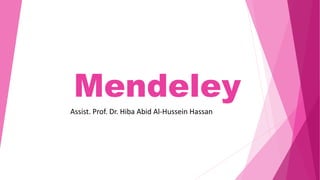 Mendeley
Assist. Prof. Dr. Hiba Abid Al-Hussein Hassan
 