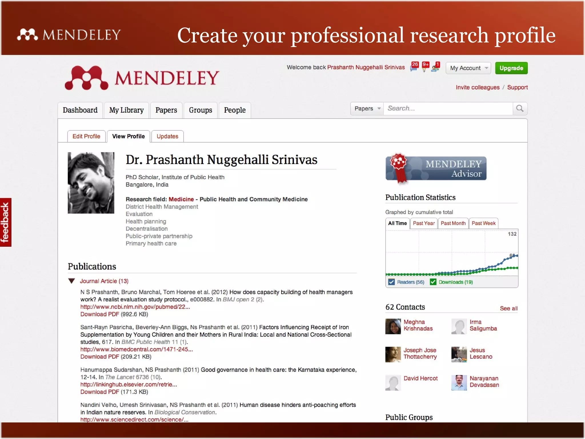Create your professional research profile
 